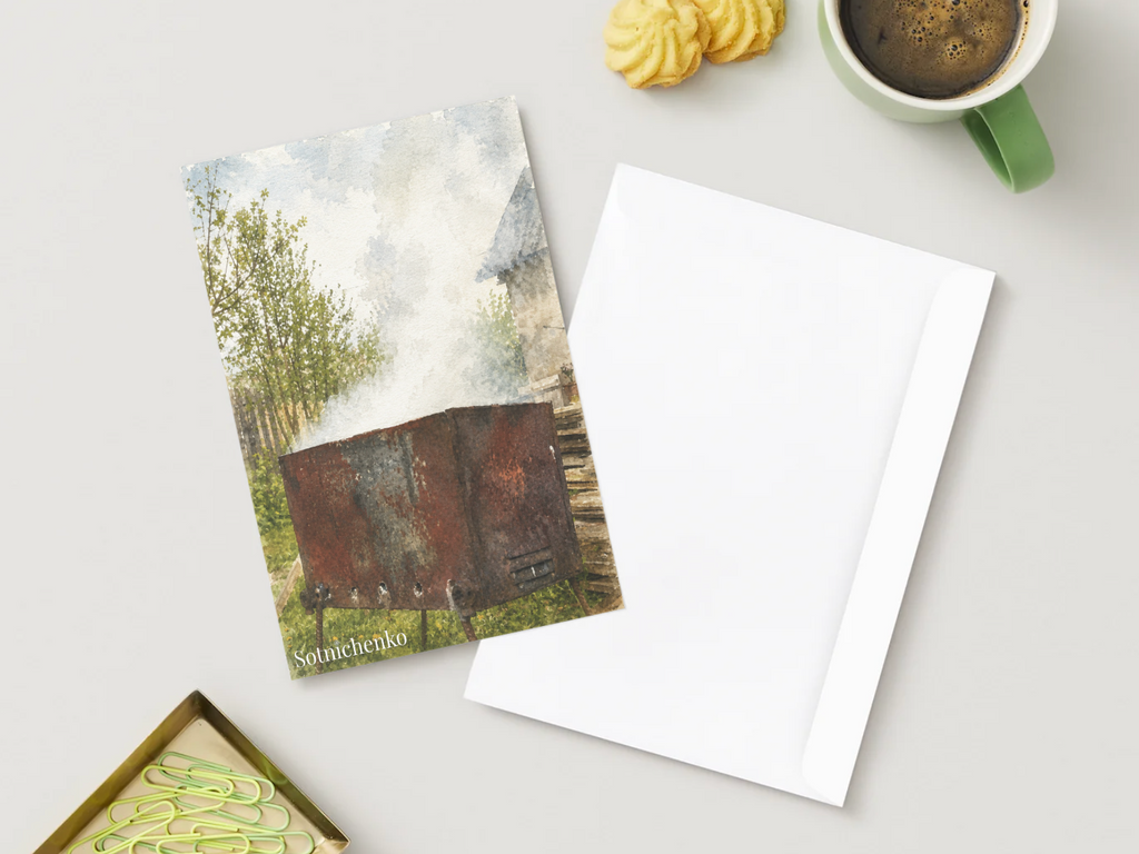 Smoke in the Garden — Vintage Printable Postcard