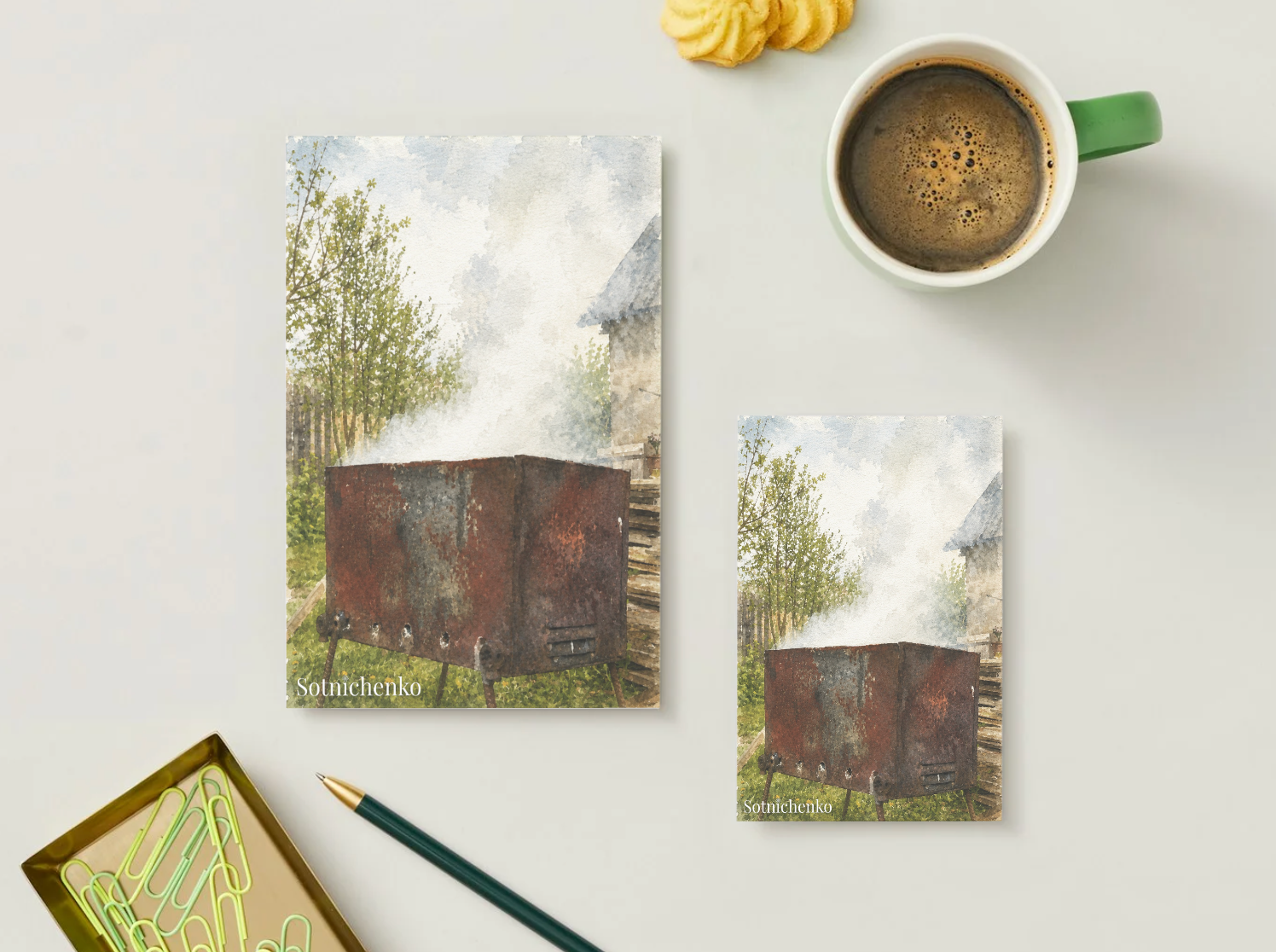 Smoke in the Garden — Vintage Printable Postcard