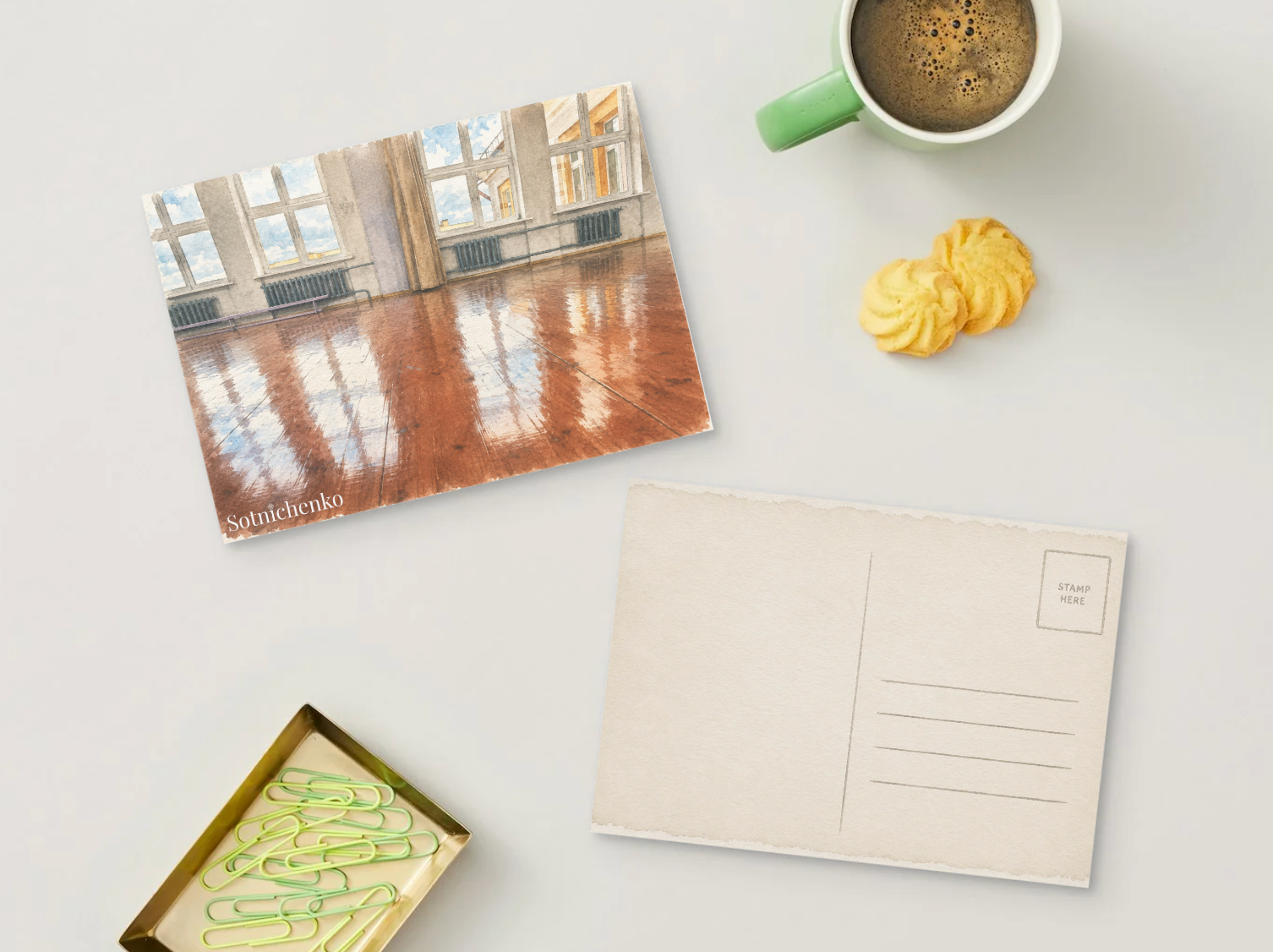 Sunlit Hall — Cozy Printable Postcard