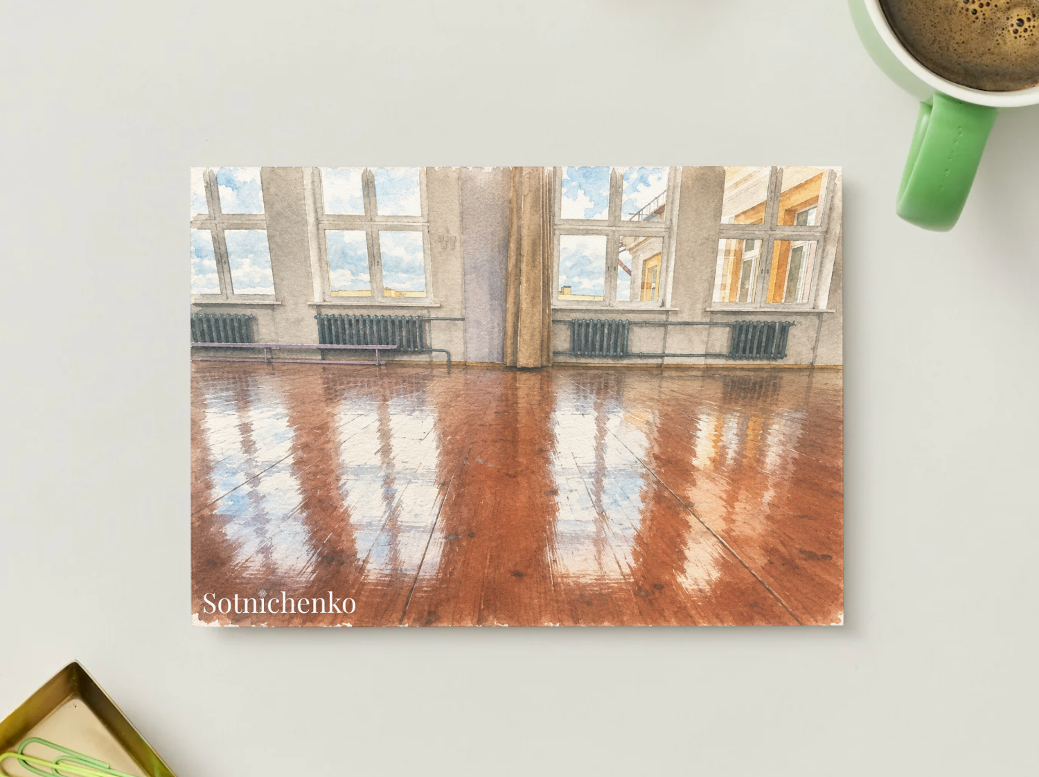 Sunlit Hall — Cozy Printable Postcard