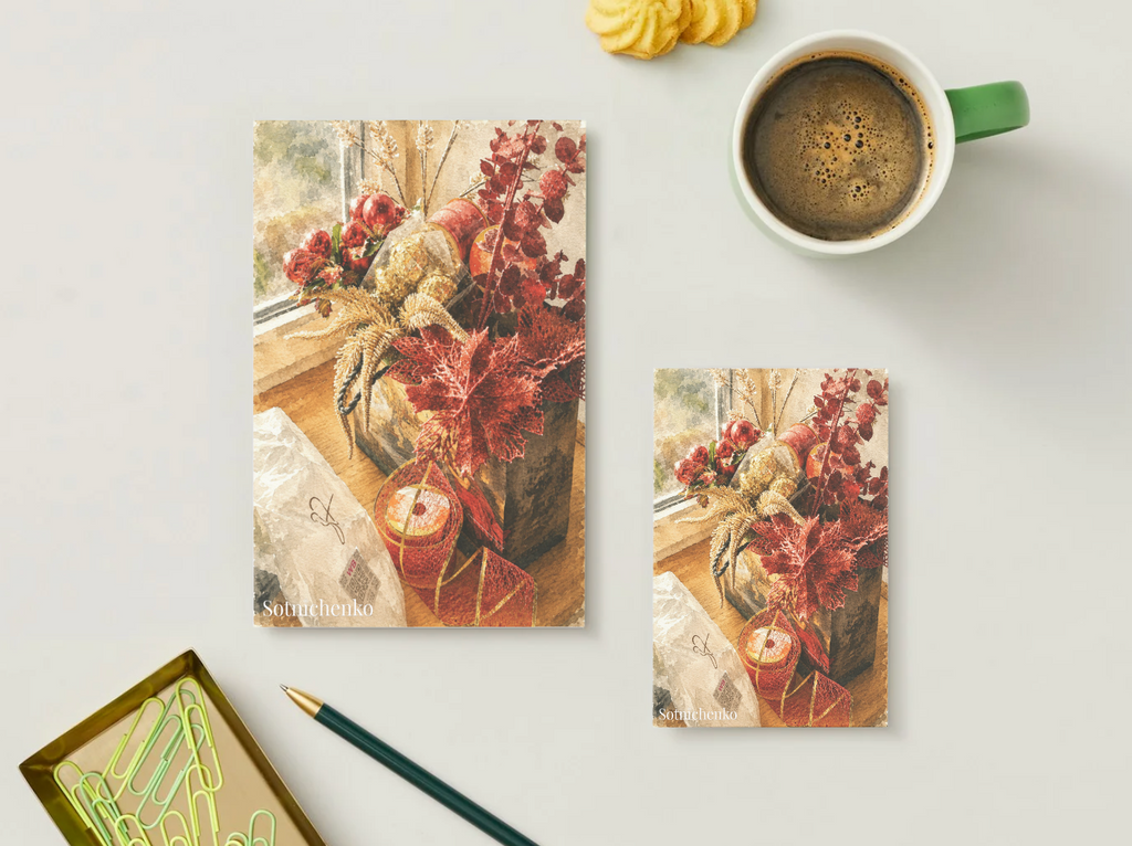 Red Holiday Glow — Vintage Printable Postcard