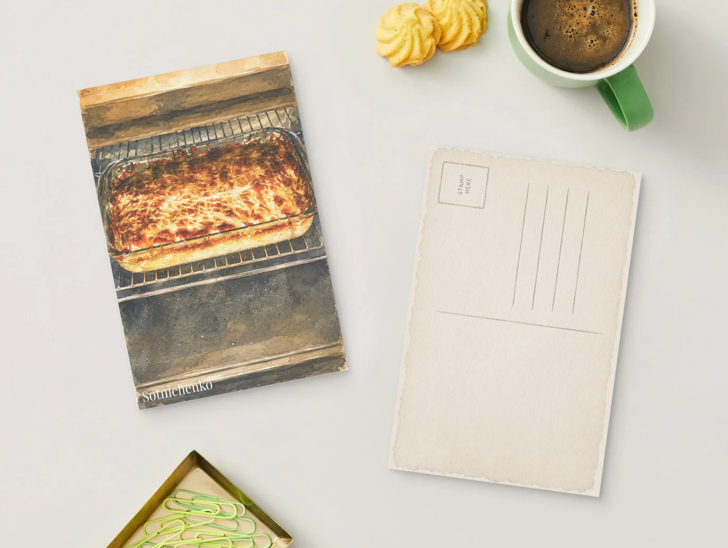 Oven Gold — Cozy Vintage Printable Postcard