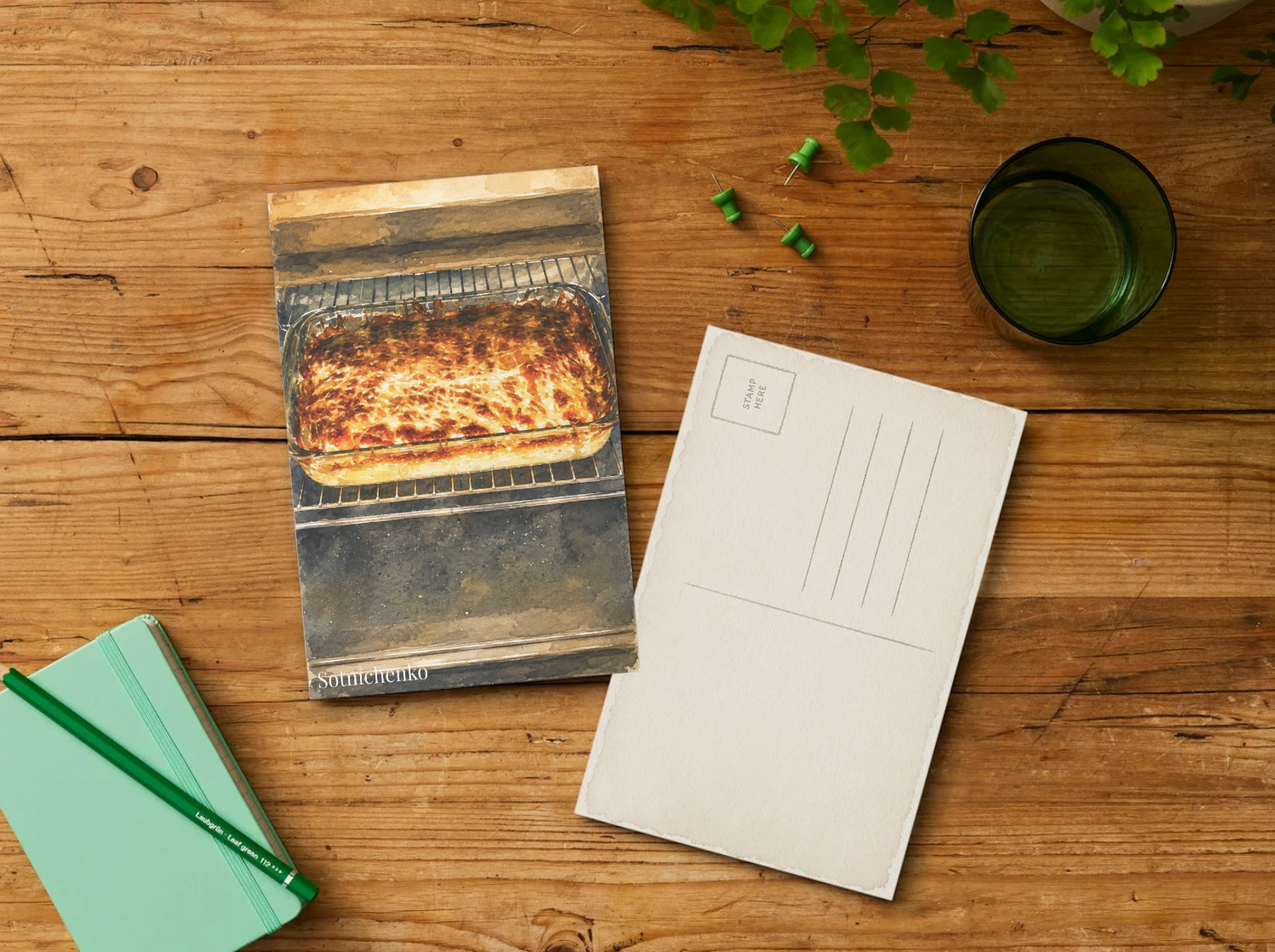 Oven Gold — Cozy Vintage Printable Postcard