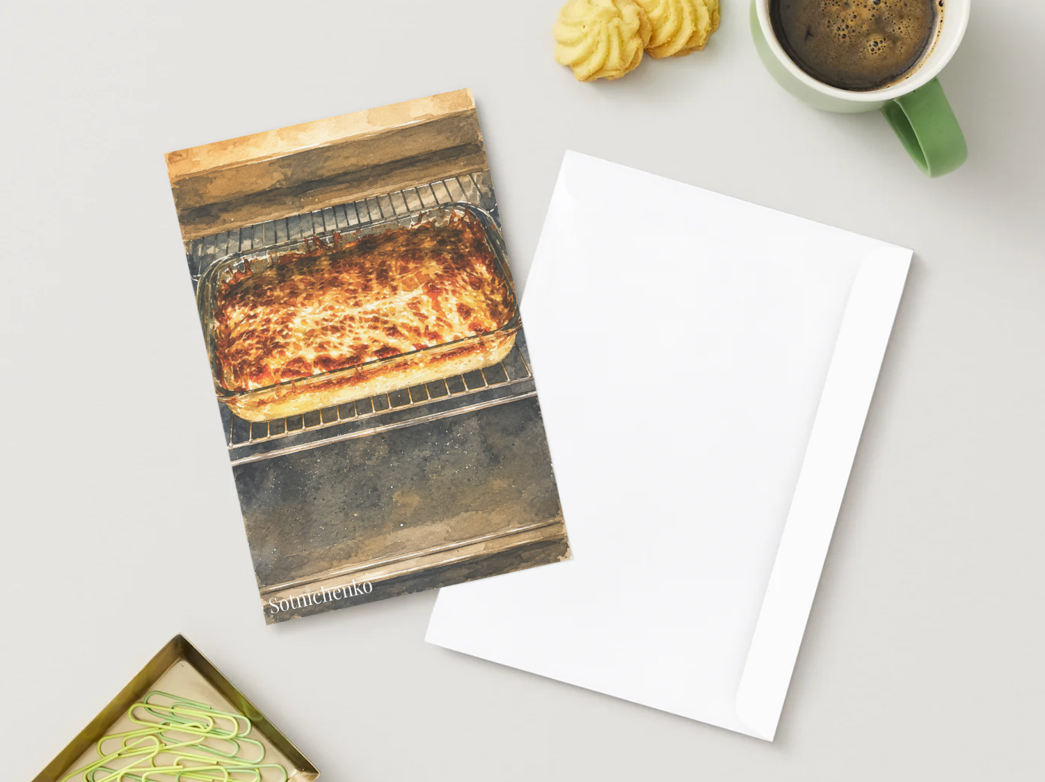 Oven Gold — Cozy Vintage Printable Postcard