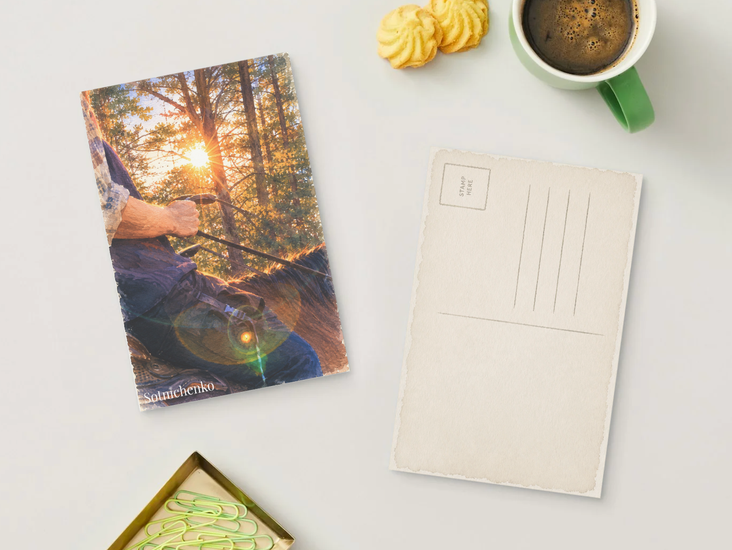 Sunset Trail — Cozy Printable Postcard