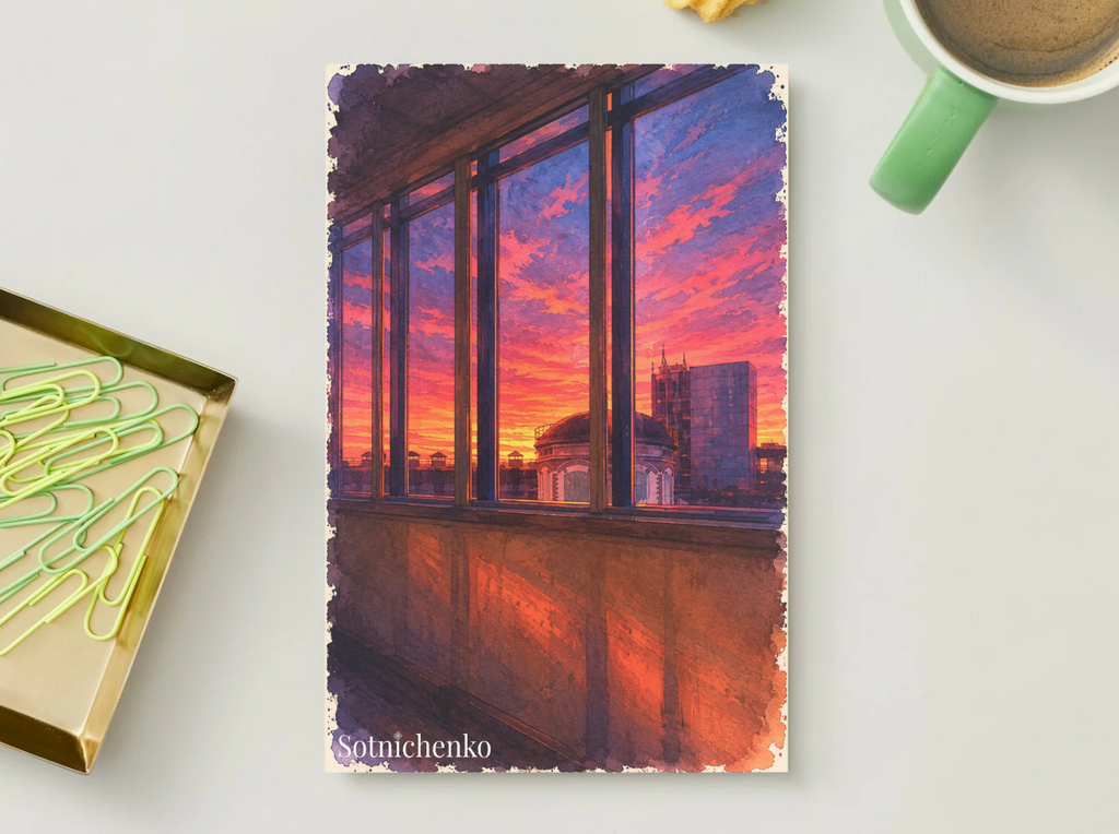 Crimson Windows — Moody Printable Postcard