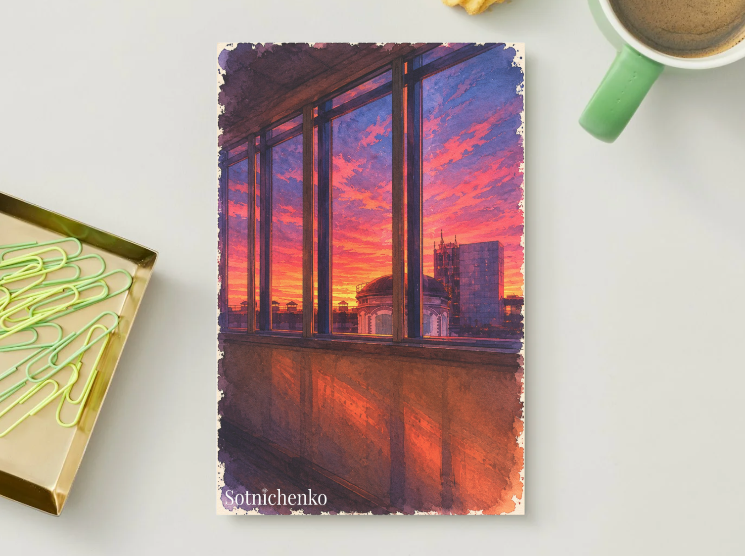 Crimson Windows — Moody Printable Postcard