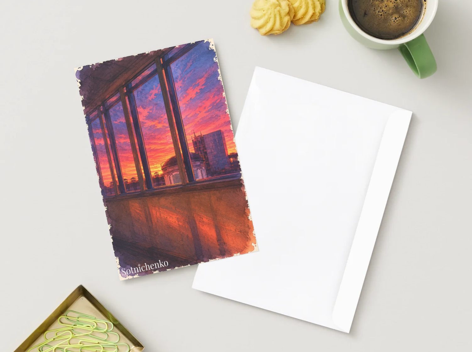 Crimson Windows — Moody Printable Postcard