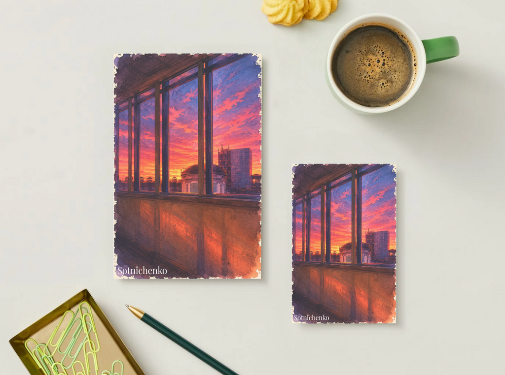 Crimson Windows — Moody Printable Postcard