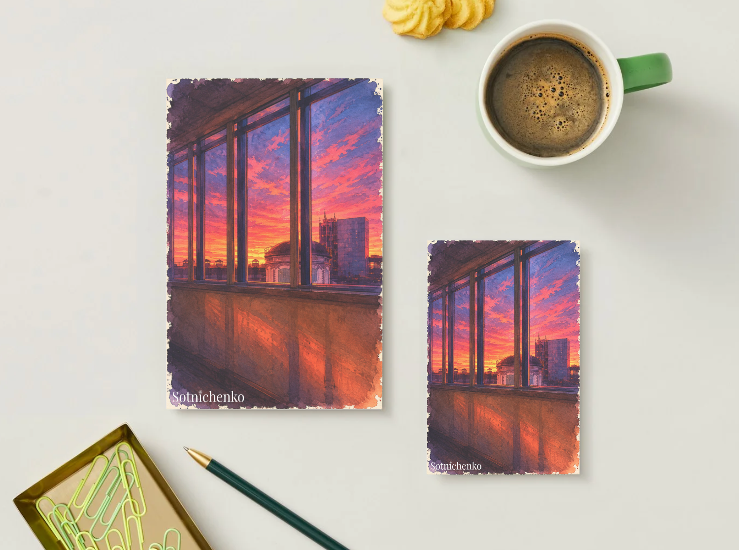 Crimson Windows — Moody Printable Postcard