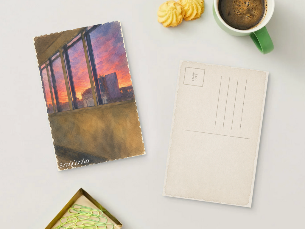 Evening Glass — Urban Printable Postcard
