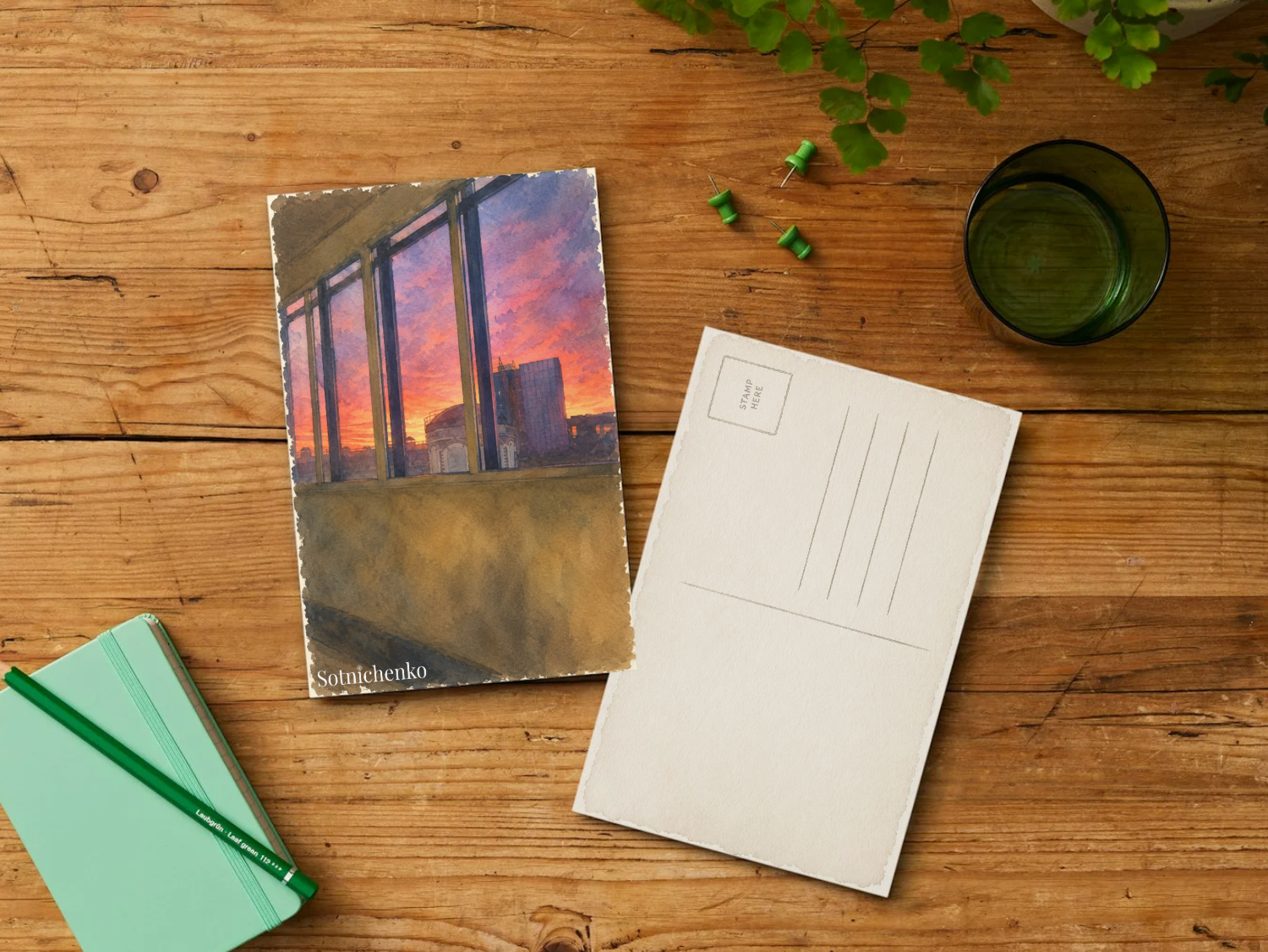Evening Glass — Urban Printable Postcard