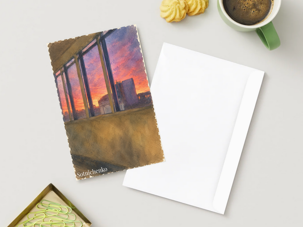 Evening Glass — Urban Printable Postcard