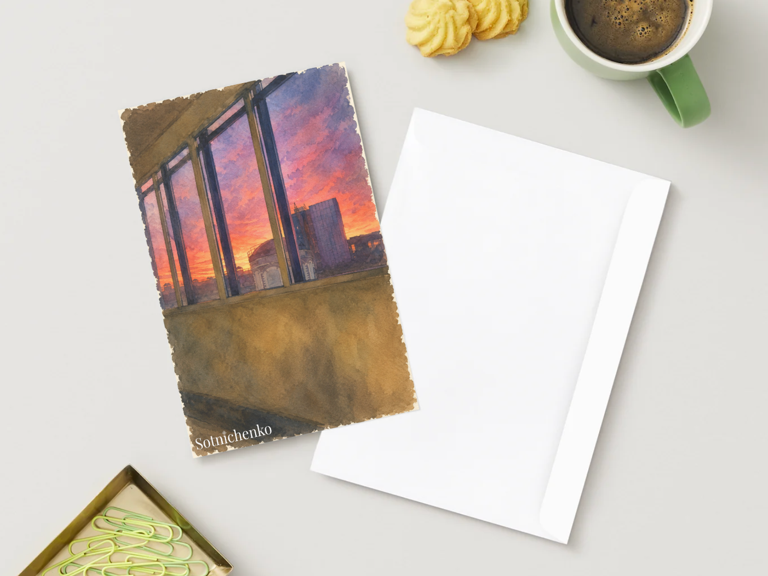 Evening Glass — Urban Printable Postcard