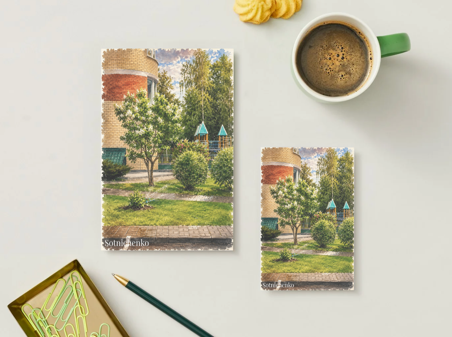 Summer Courtyard — Vintage Printable Postcard