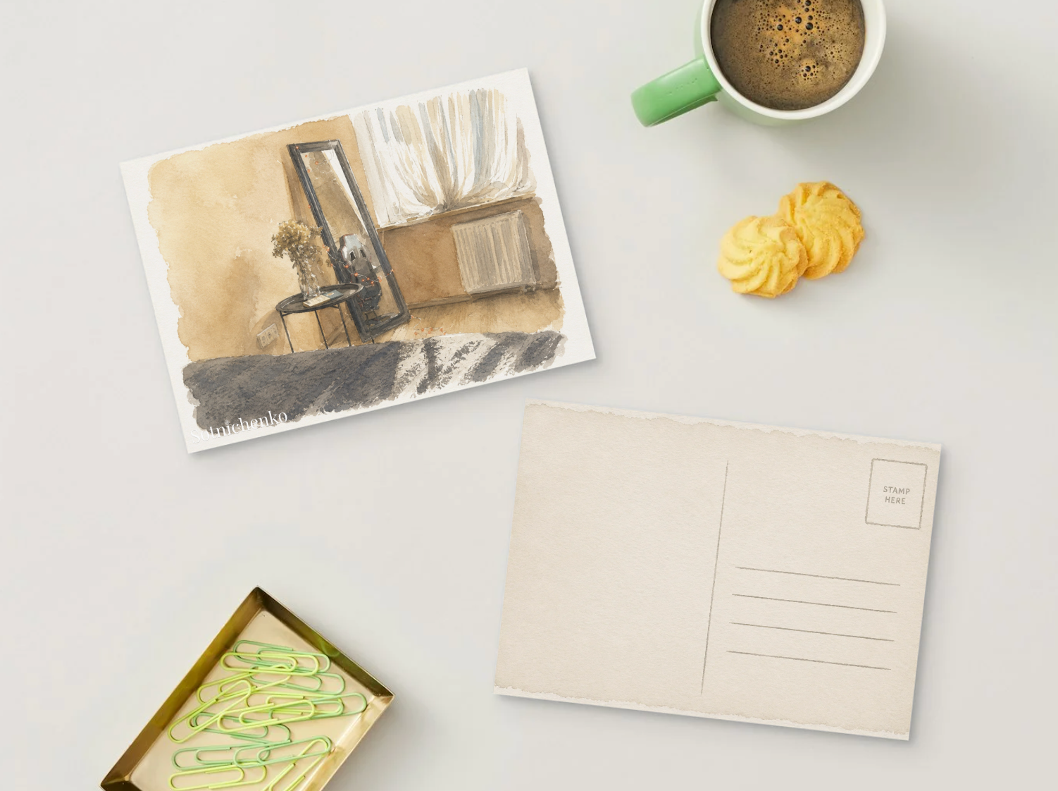 Mirror Corner — Cozy Printable Postcard