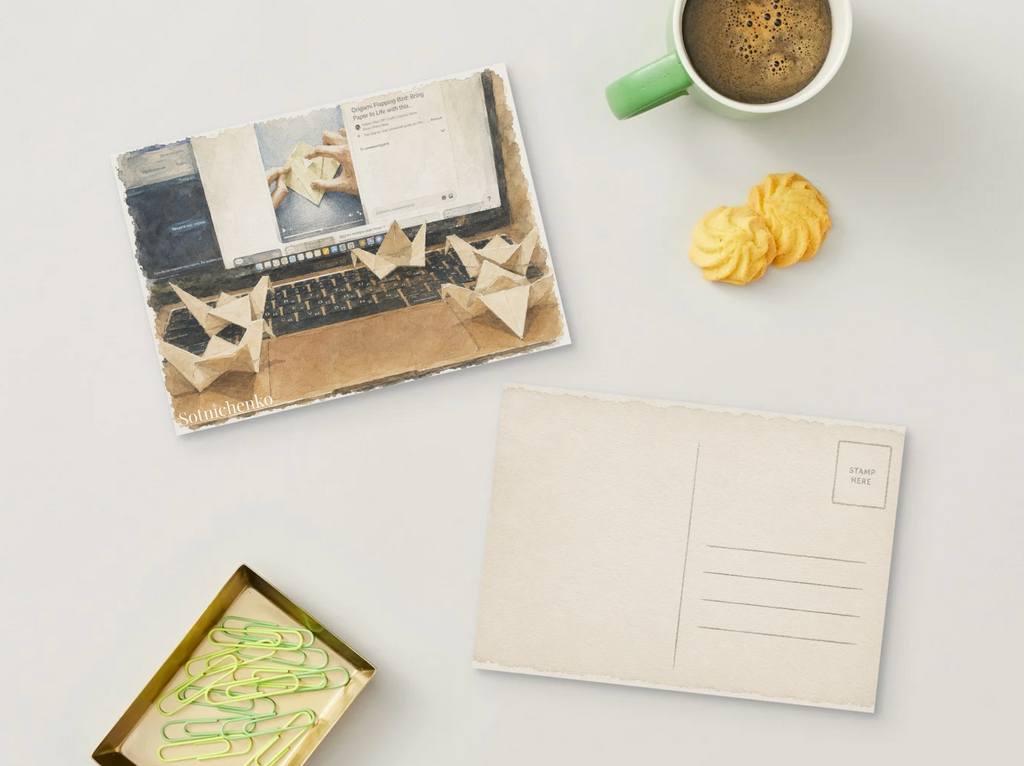 Origami Afternoon — Vintage Printable Postcard
