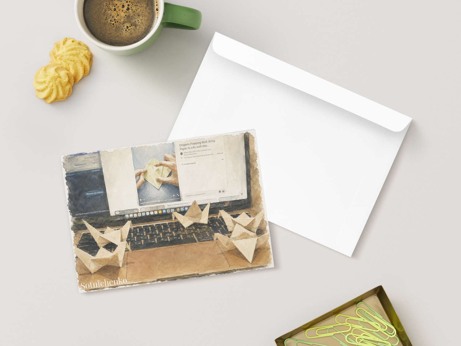Origami Afternoon — Vintage Printable Postcard