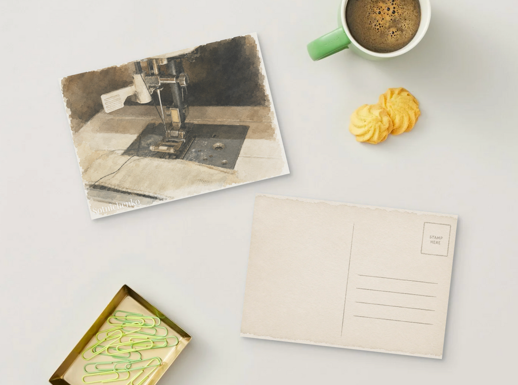 Stitch Quiet — Vintage Printable Postcard