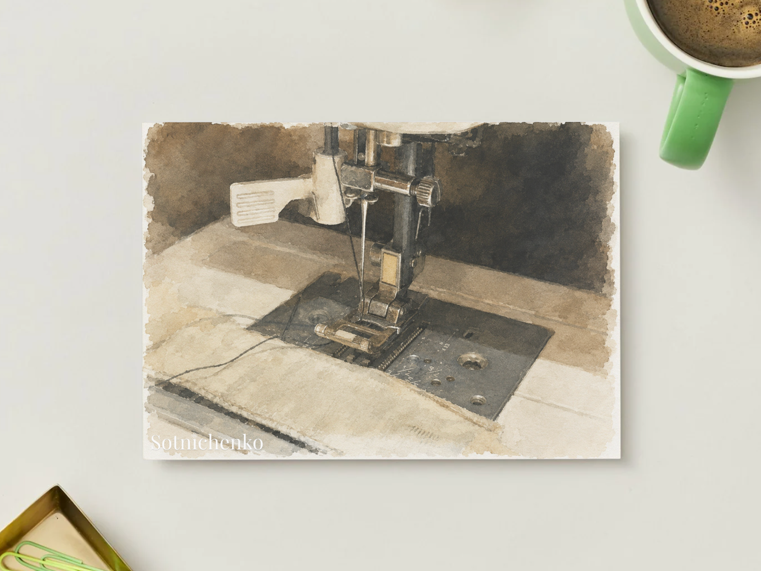 Stitch Quiet — Vintage Printable Postcard
