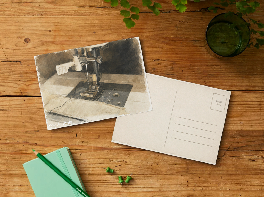 Stitch Quiet — Vintage Printable Postcard