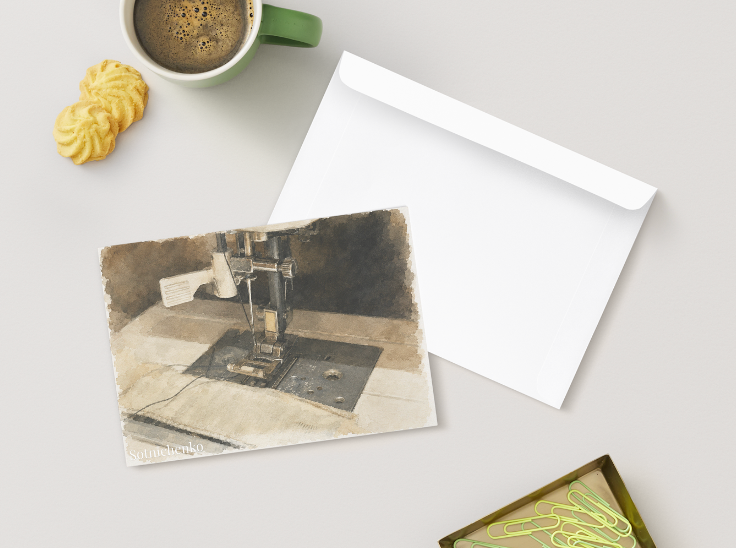 Stitch Quiet — Vintage Printable Postcard