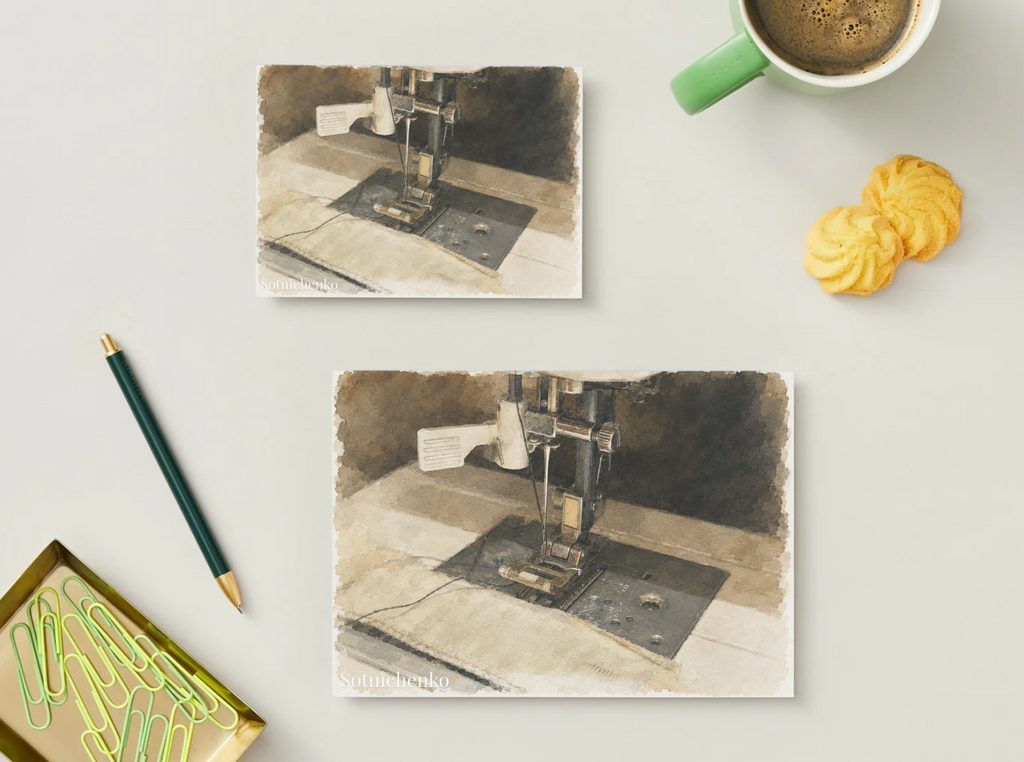 Stitch Quiet — Vintage Printable Postcard