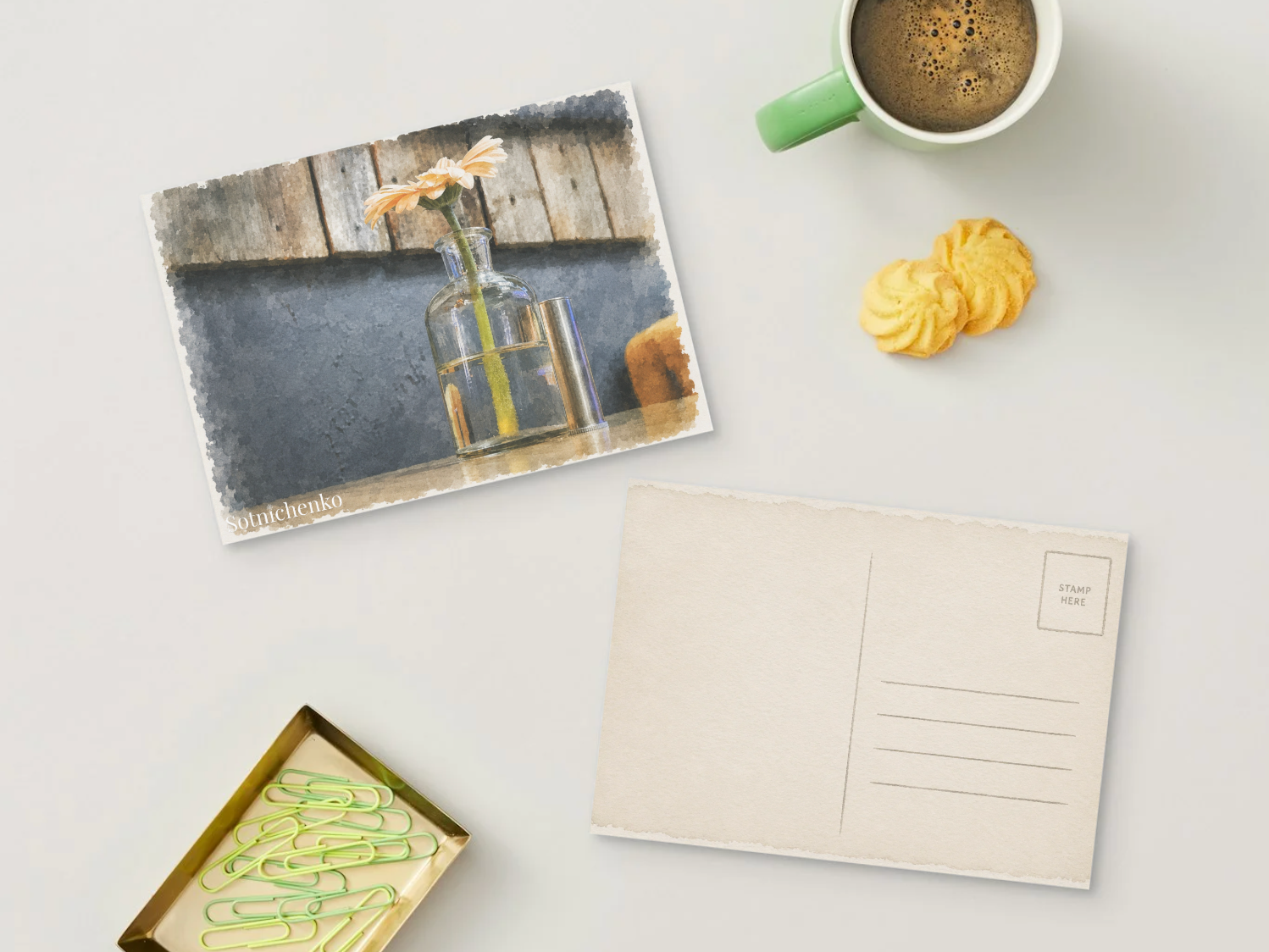 Glass Bloom — Cozy Printable Postcard
