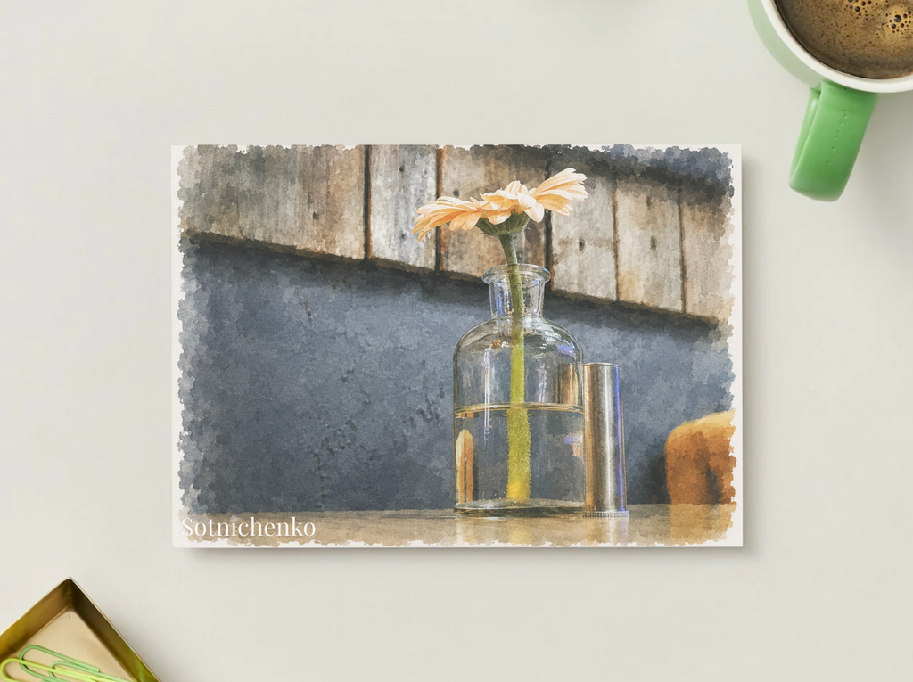 Glass Bloom — Cozy Printable Postcard