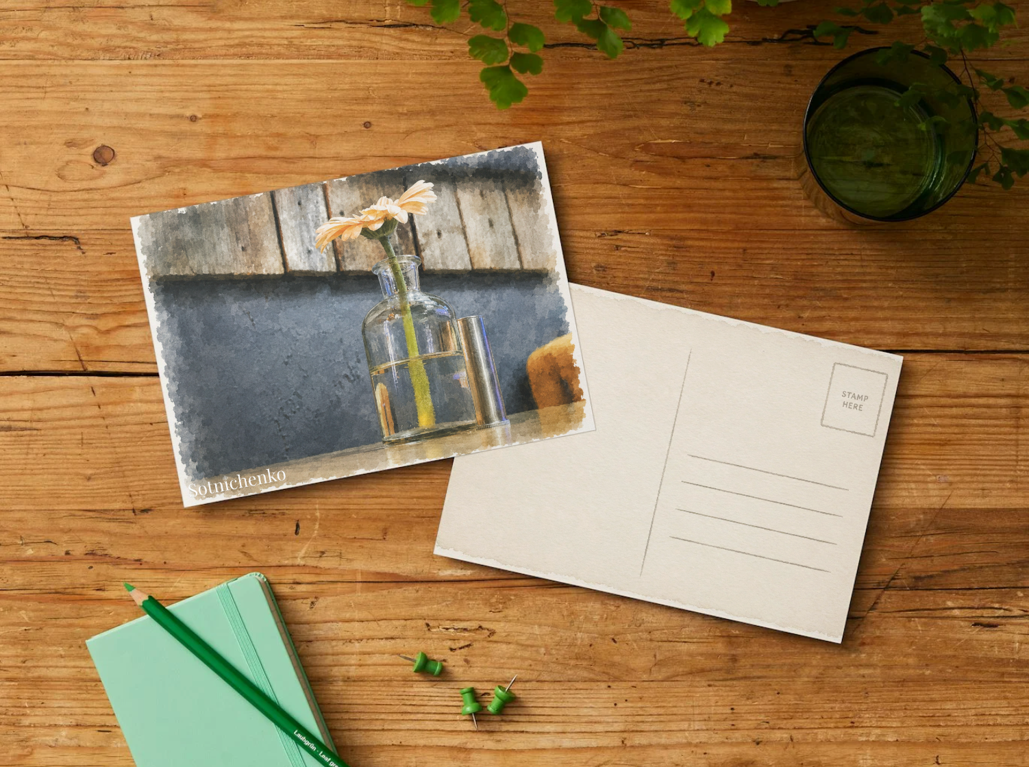 Glass Bloom — Cozy Printable Postcard