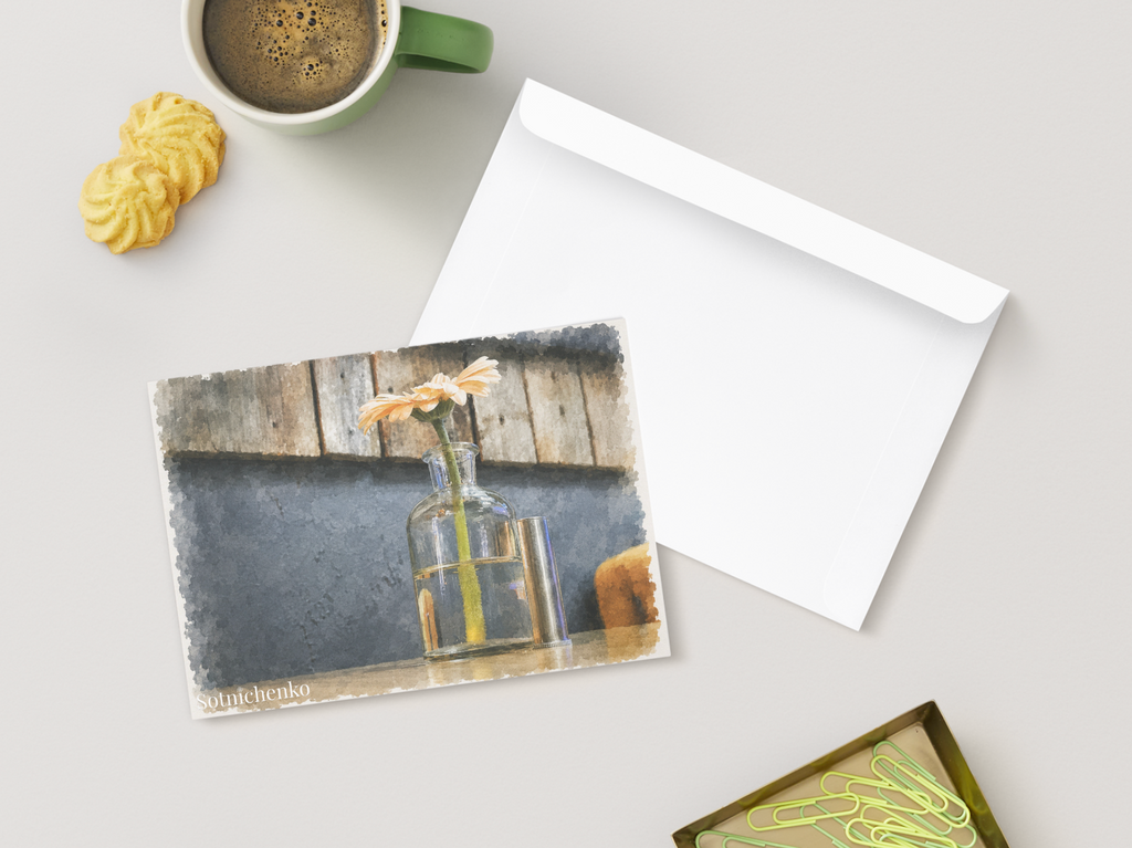 Glass Bloom — Cozy Printable Postcard
