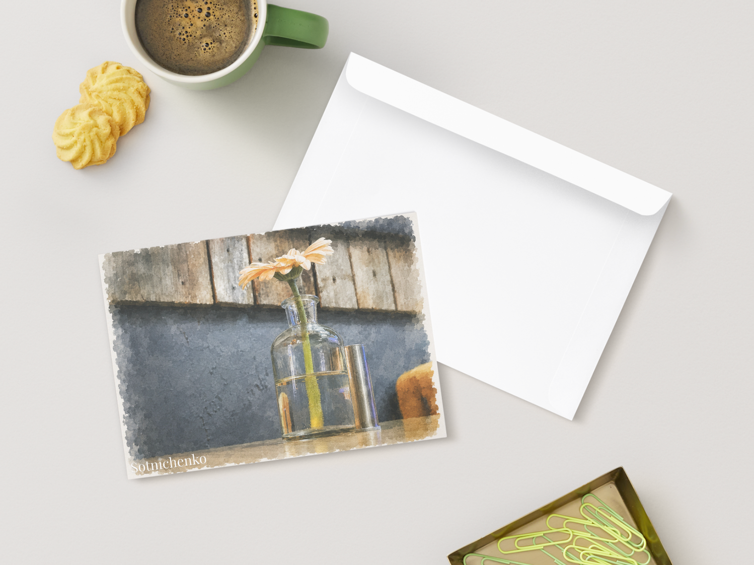 Glass Bloom — Cozy Printable Postcard