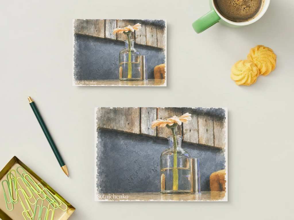 Glass Bloom — Cozy Printable Postcard