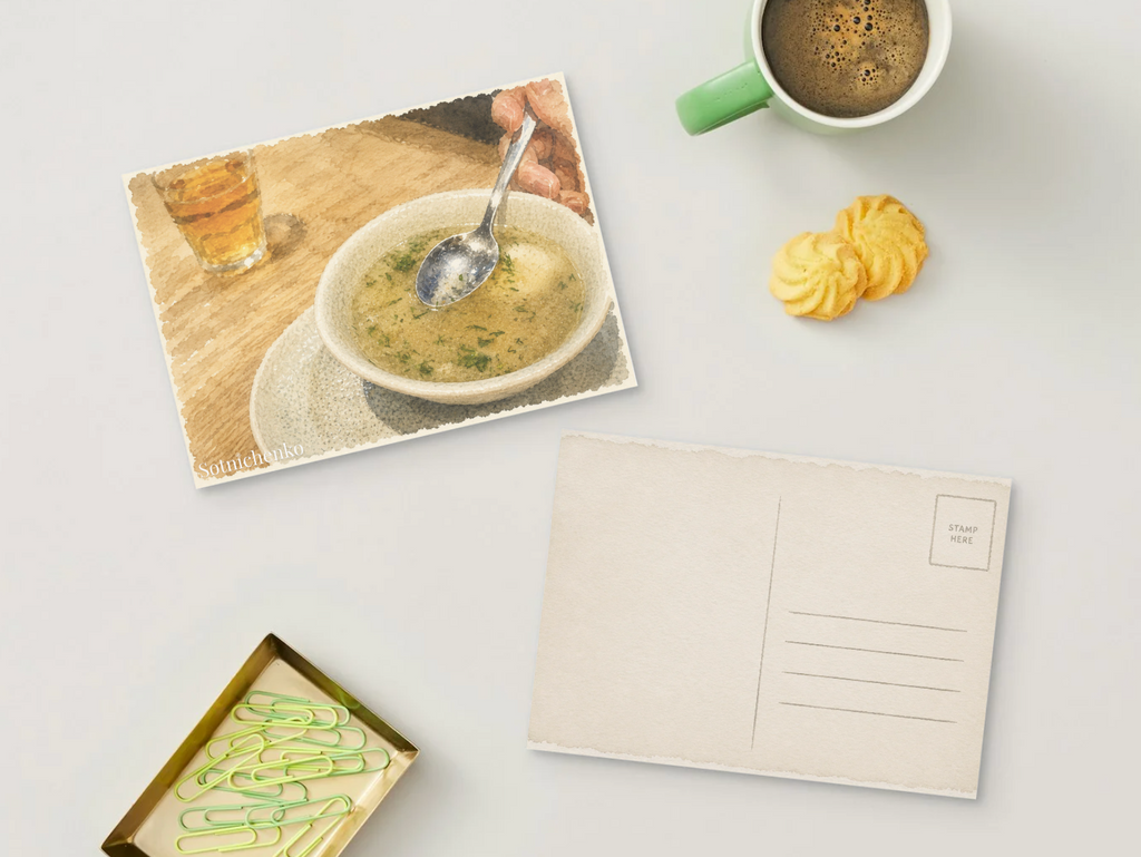 Warm Bowl — Vintage Printable Postcard
