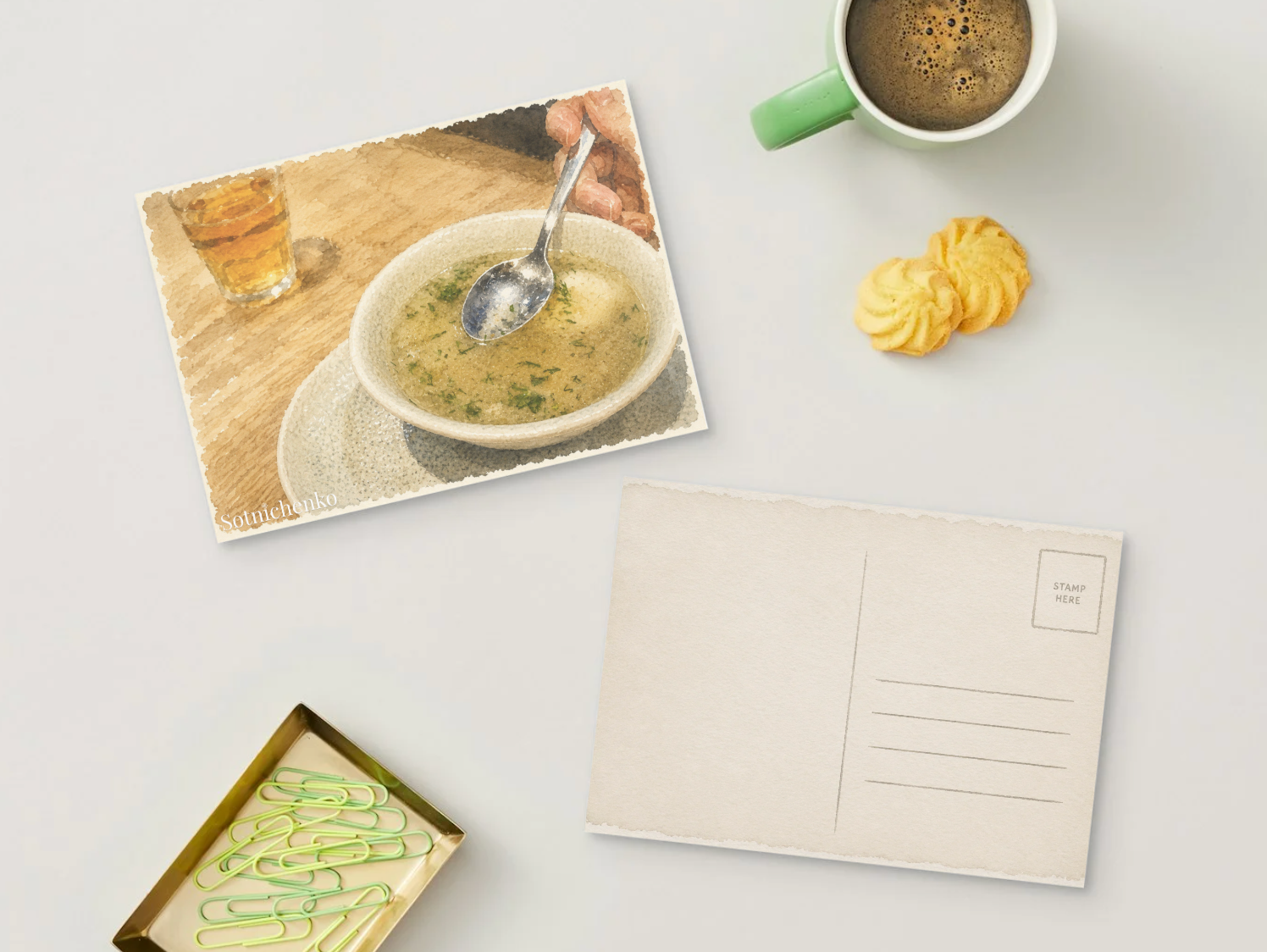 Warm Bowl — Vintage Printable Postcard