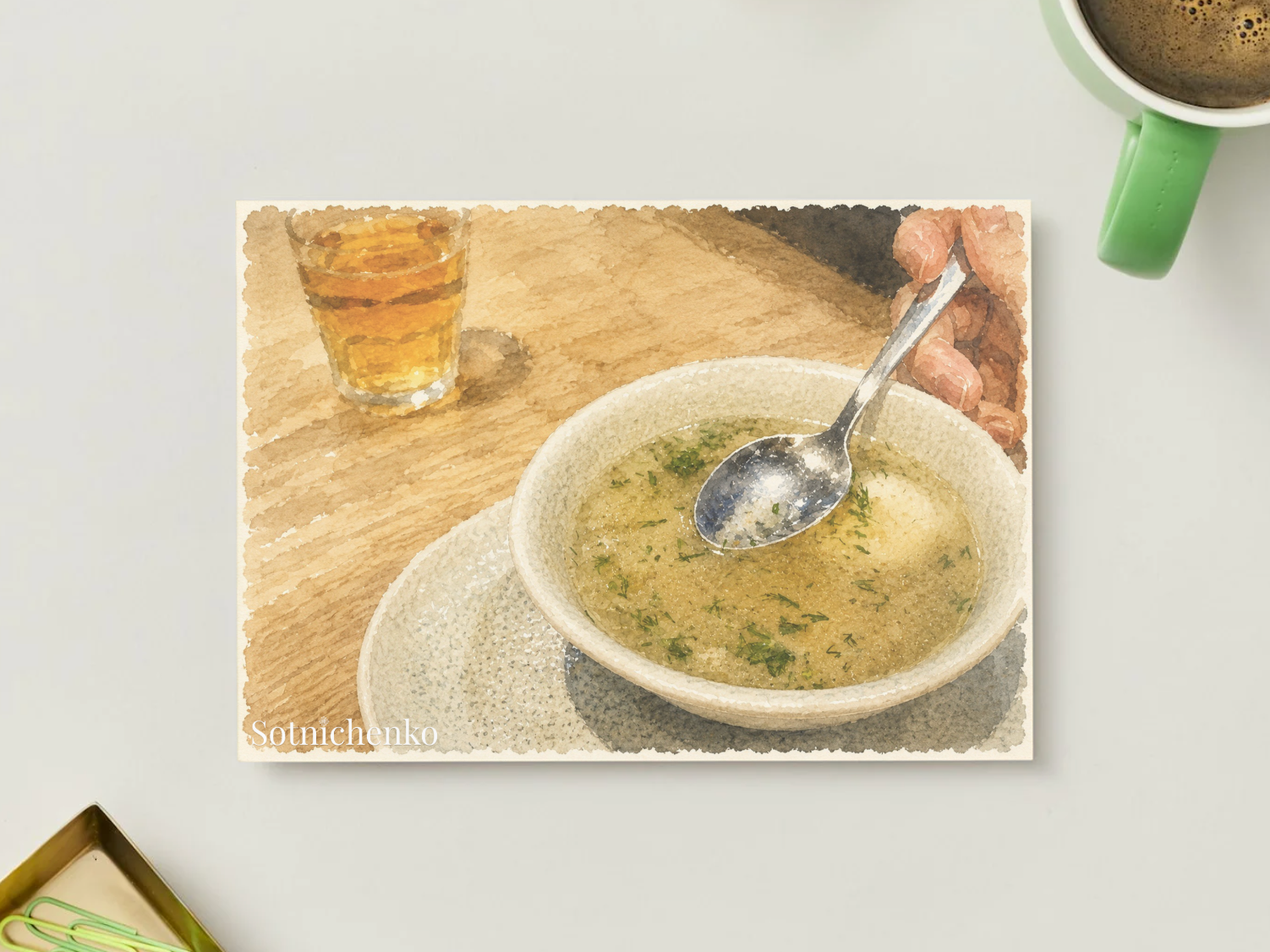 Warm Bowl — Vintage Printable Postcard