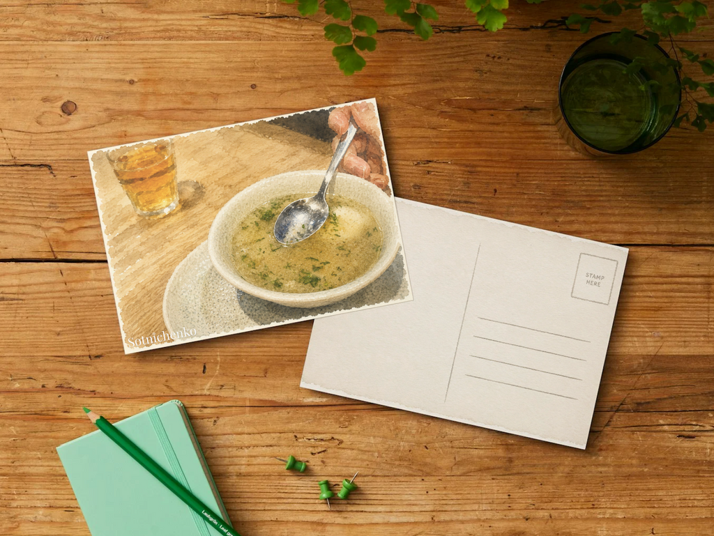 Warm Bowl — Vintage Printable Postcard