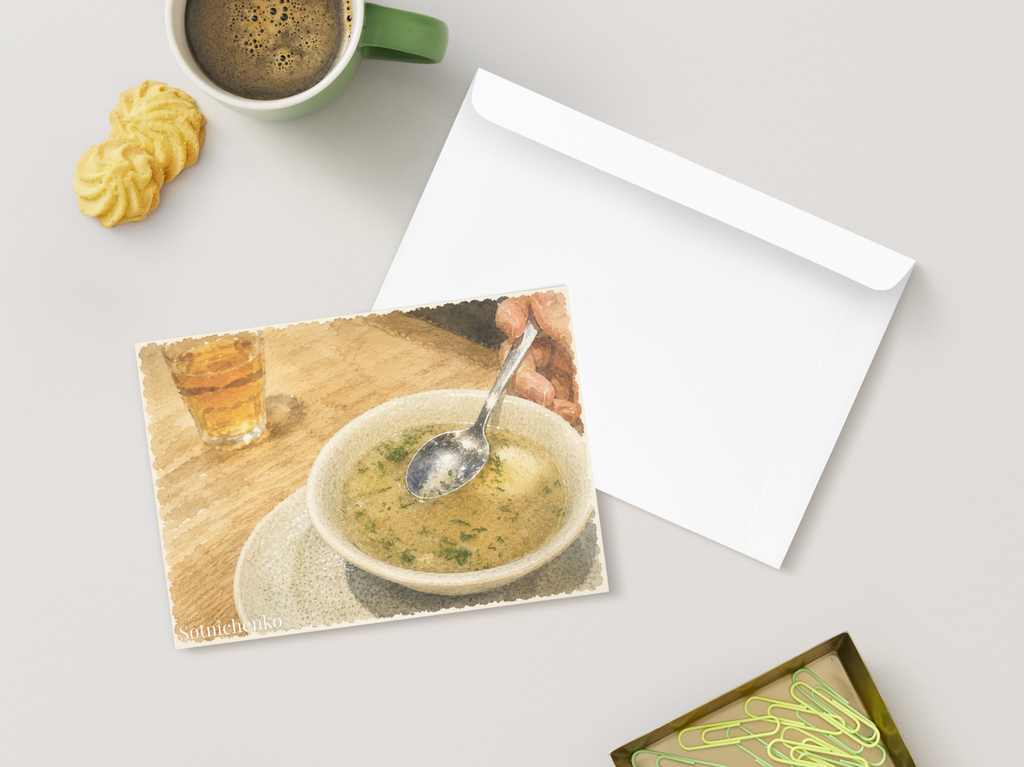 Warm Bowl — Vintage Printable Postcard