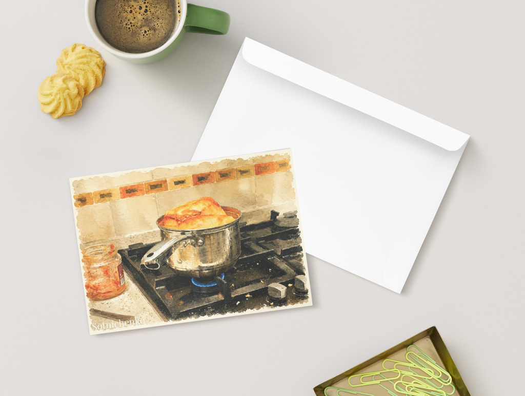 Kitchen Flame — Vintage Printable Postcard