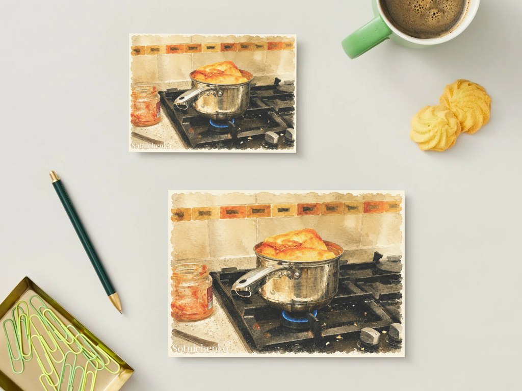 Kitchen Flame — Vintage Printable Postcard