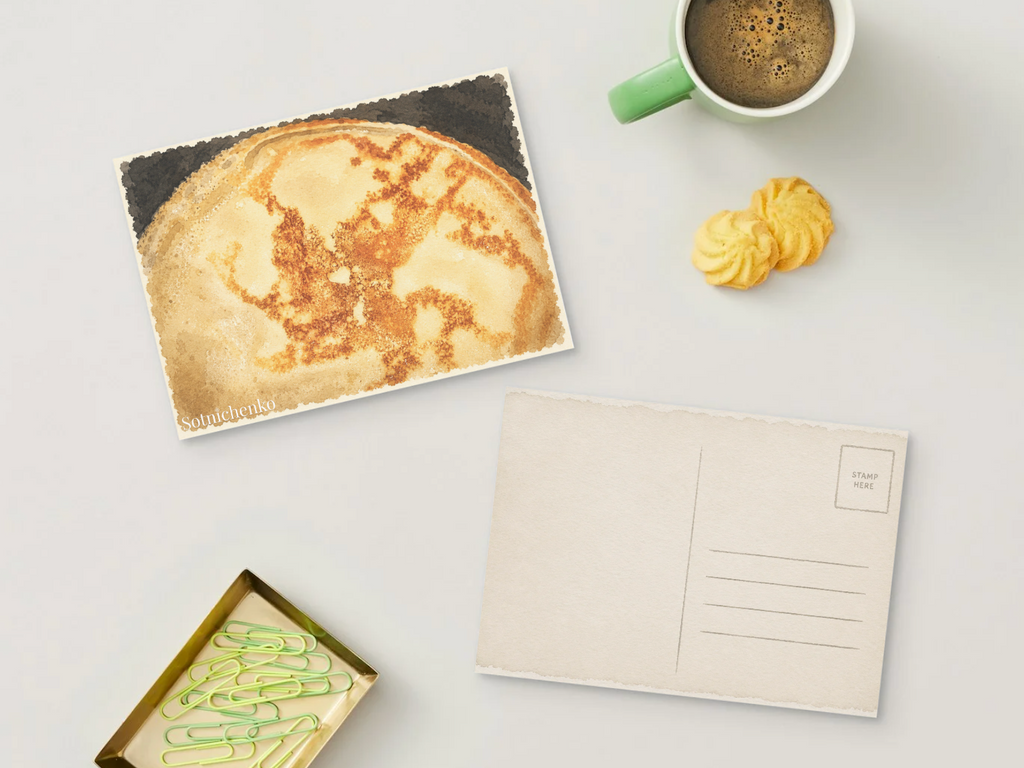 Golden Crêpe — Cozy Printable Postcard
