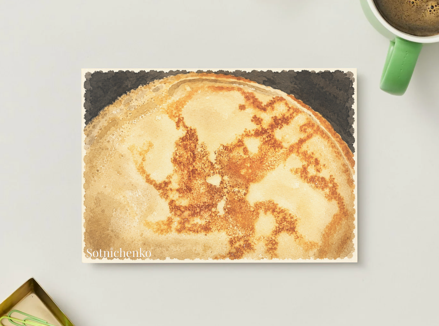 Golden Crêpe — Cozy Printable Postcard