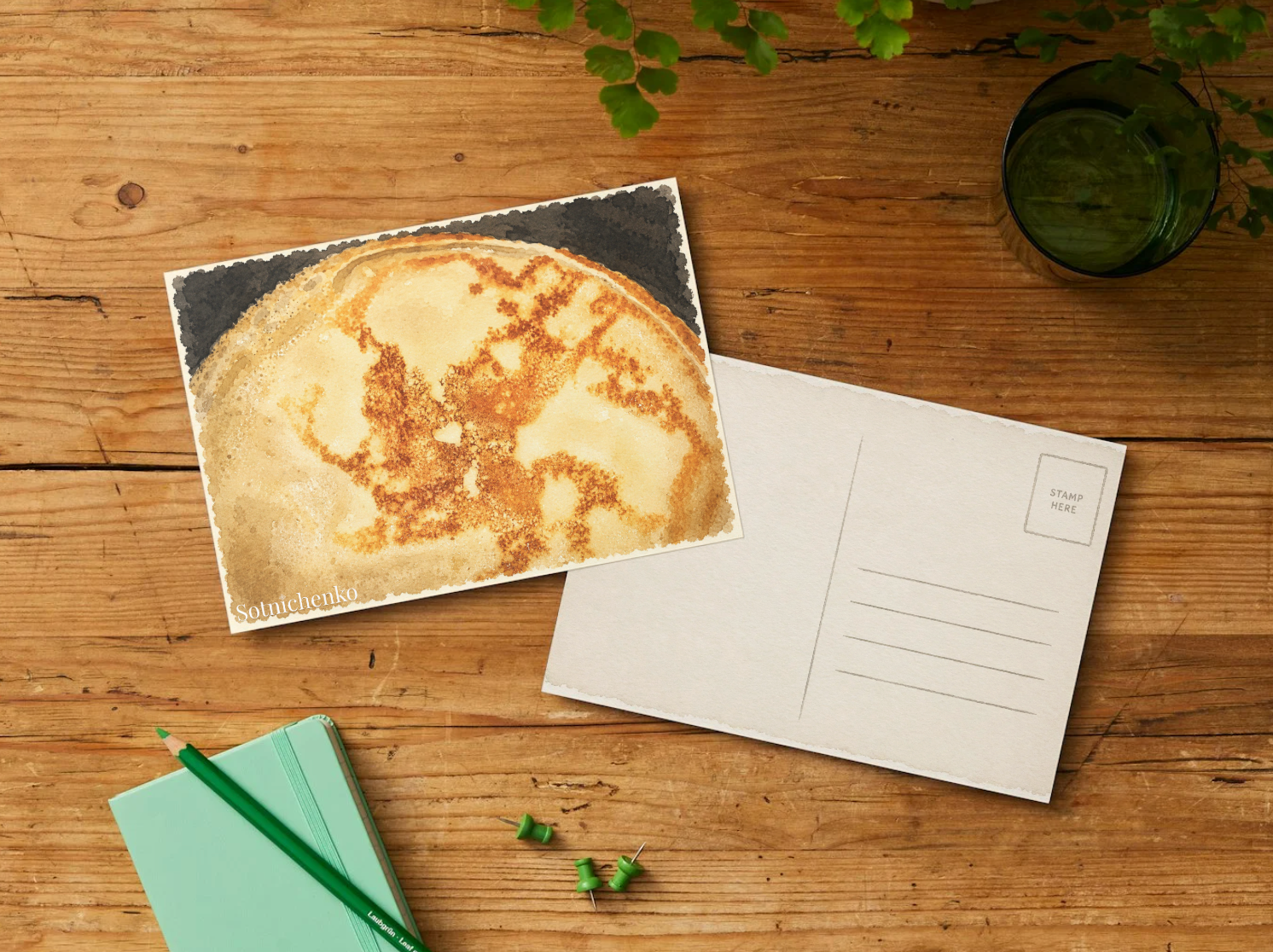 Golden Crêpe — Cozy Printable Postcard