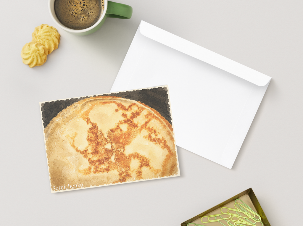 Golden Crêpe — Cozy Printable Postcard