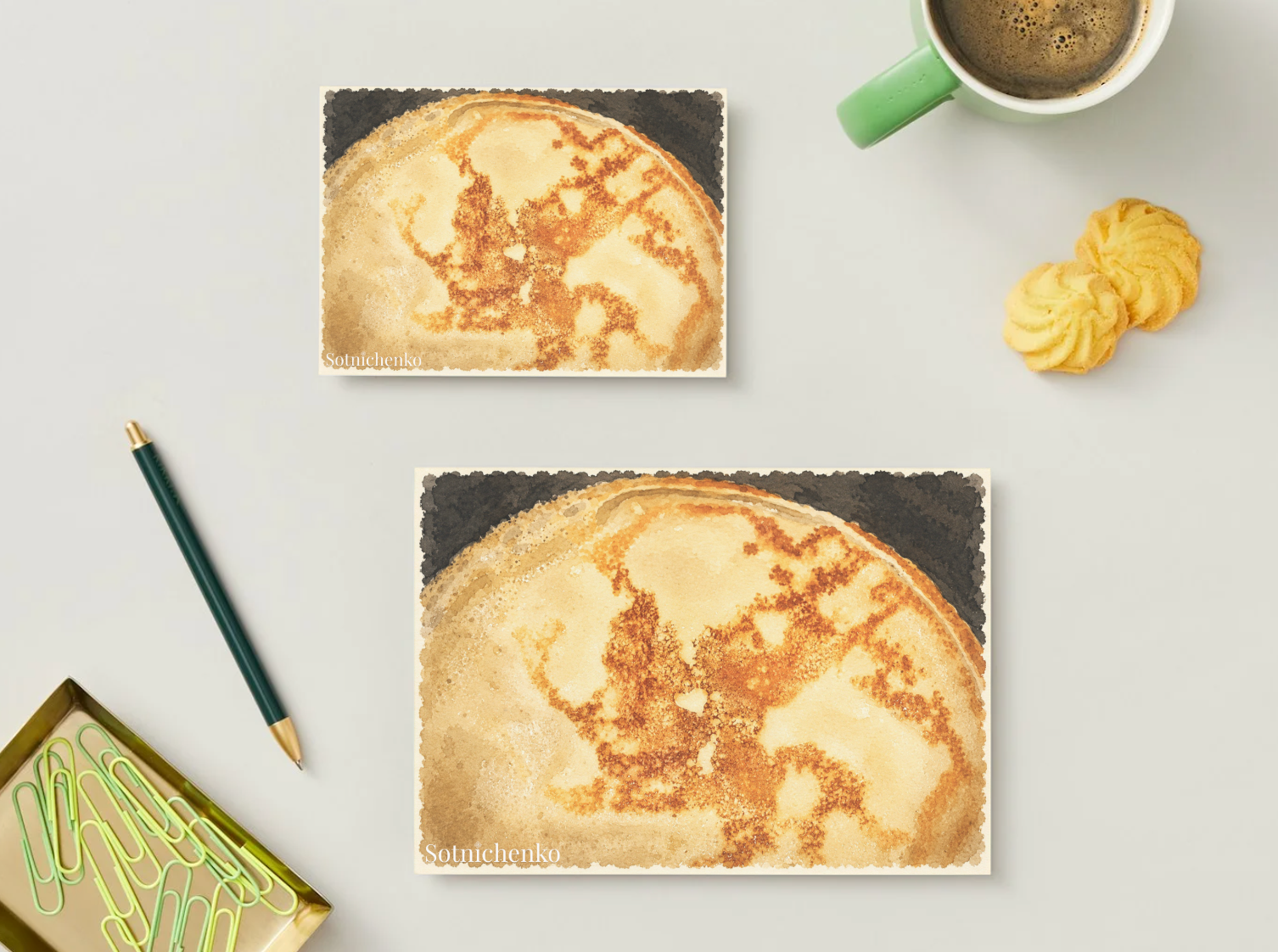 Golden Crêpe — Cozy Printable Postcard