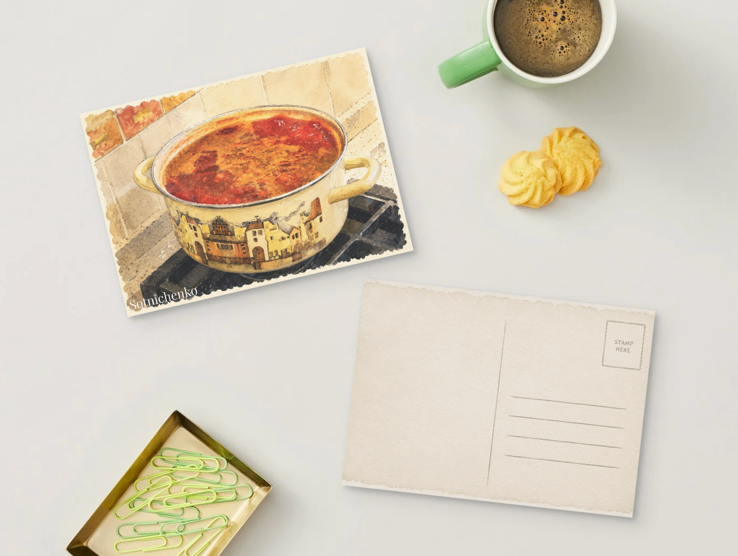 Kitchen Simmer — Vintage Printable Postcard