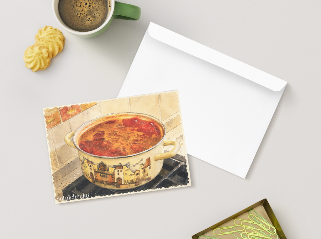 Kitchen Simmer — Vintage Printable Postcard