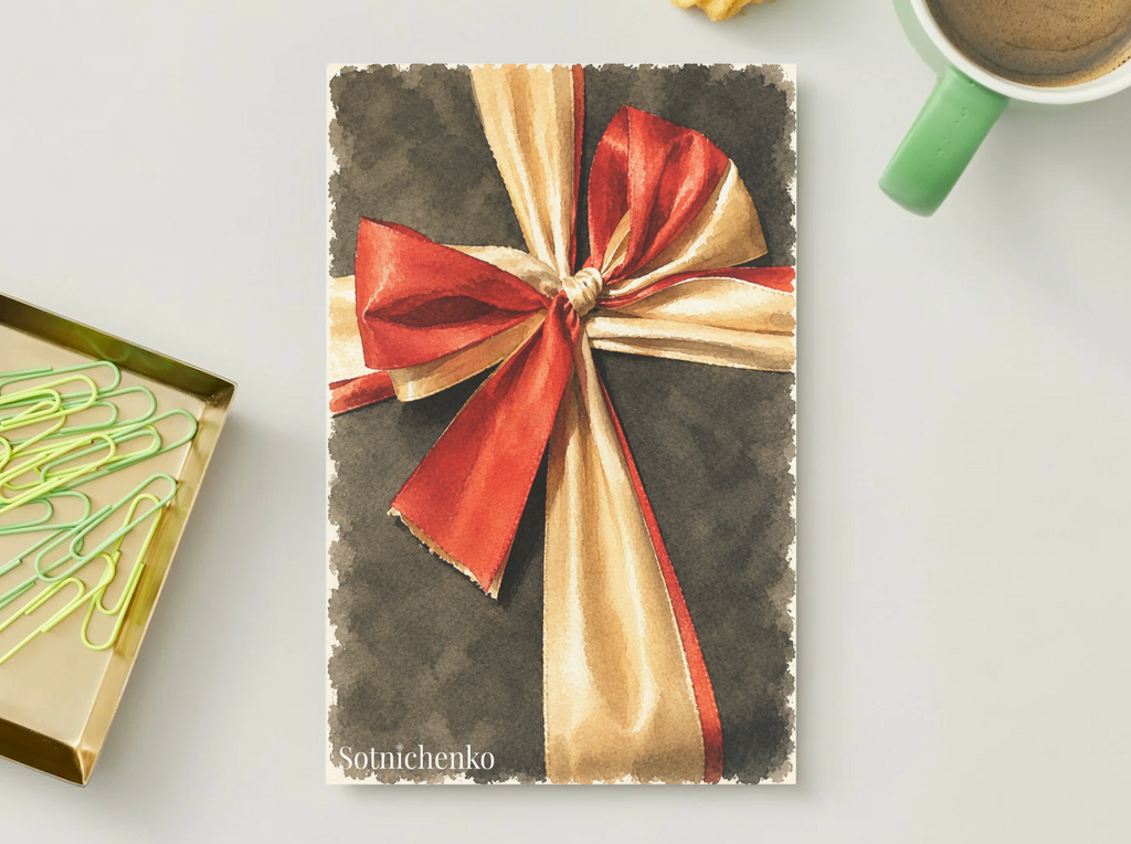 Wrapped in Red — Holiday Printable Postcard