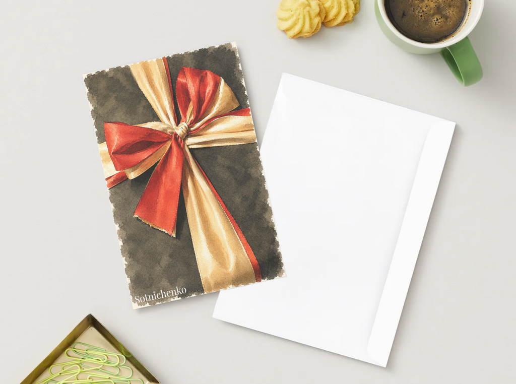 Wrapped in Red — Holiday Printable Postcard