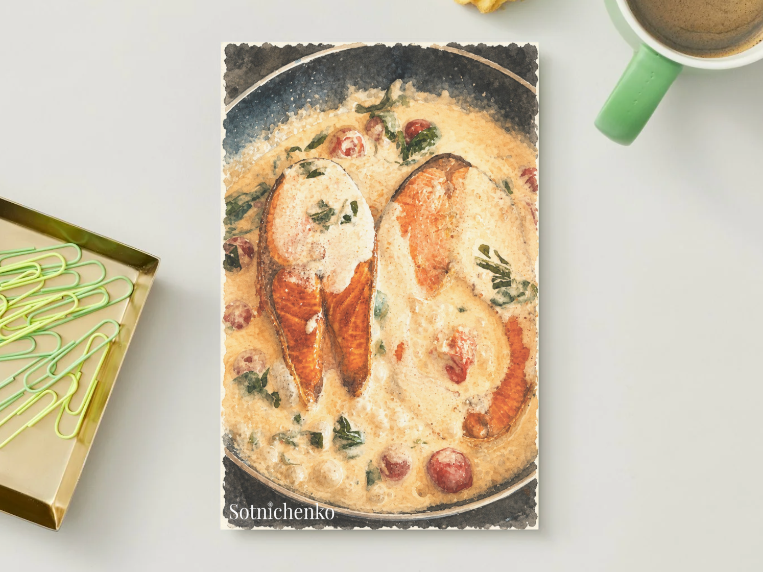 Creamy Salmon — Vintage Printable Postcard